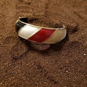 Enameled Clip Bangle Bracelet, Red, White, Black..